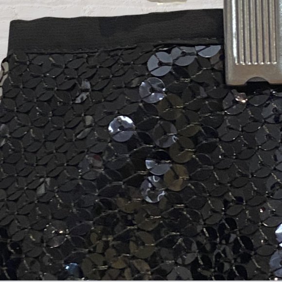 NEW CAROLE LITTLE -- Black Sequined Mini Skirt, Silk, Side Zip, NWTags - Picture 7 of 12